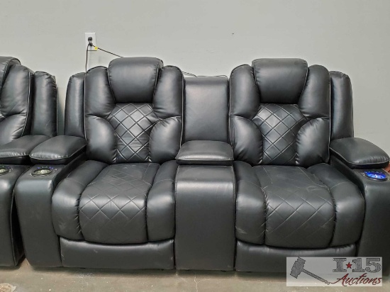 Black Leather Love Seat