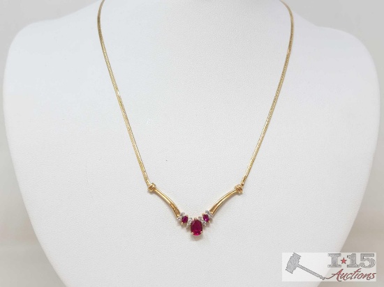 14k Gold Fashion Necklace with Diamond Accents 6.2g