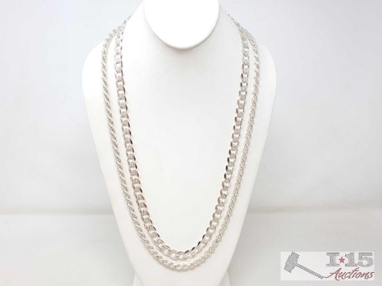 2 Sterling Silver Chains, 189g