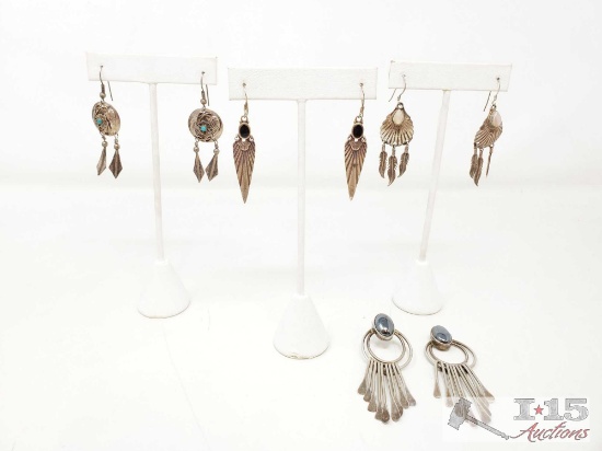 4 Pairs Sterling Silver Earings, 38.5g