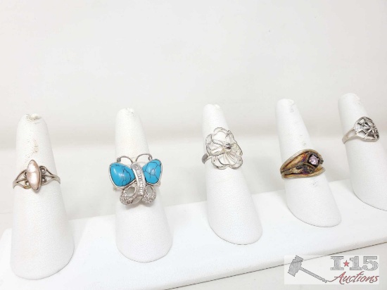 5 Vintage Sterling Silver Rings 16.2g