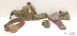 Antique Smith & Wesson Belts Buckle, Vintage U.S. Army Canteen, Holster, Gun Cleaning Kit, and More