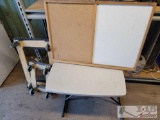 White/Pin Board, Lifetime Portable Adjustable Table and (2) Furniture Dollys
