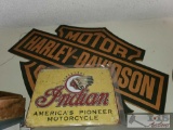 Harley-Davidson Sign and Indian Motorcycle Sign