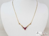 14k Gold Fashion Necklace with Diamond Accents 6.2g