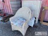 Wicker Chair, Chest, Foot Rest and Head Boards