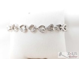 Sterling Silver Heart Bracelet, 13.8g