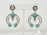 Native American Turquoise Squash Blossom Earrings