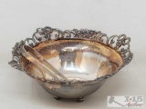 Gewe M 830 Silver Small Decorative Dish with Sterling Silver Tongs