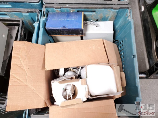 Assortment of Security Cameras and CCTV Camera Power Supply Boxes