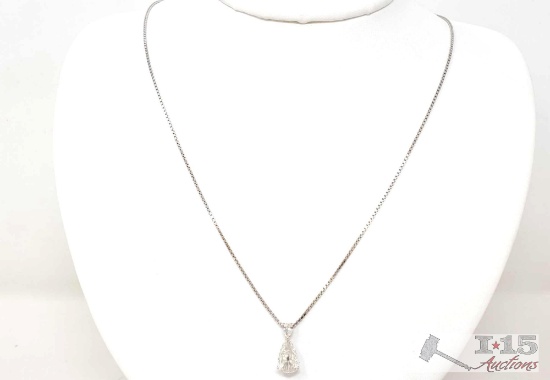 18K Gold Diamond Necklace, 5.9g