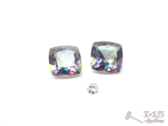 (2) Mystic Topaz Stones and A Diamond