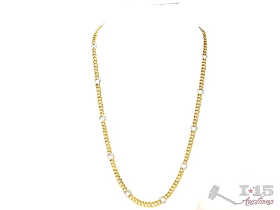18K Gold Diamond Necklace, 76.1g