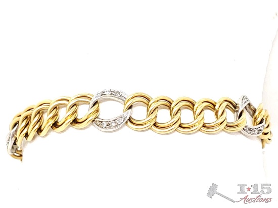 18K Gold Diamond Bracelet, 23.8g