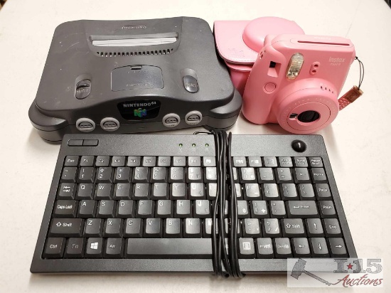 Nintendo 64 Console, Instax Mini 9, Wire Keyboard