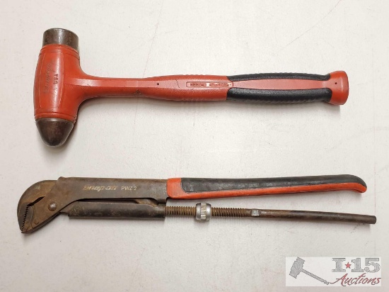 Snap On Dead Blow Hammer and Pipe Wrench