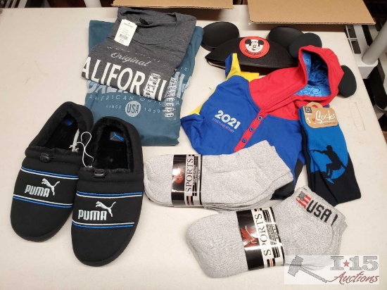 Disney Hat, Child Onezie, Shirts, Socks and Slippers