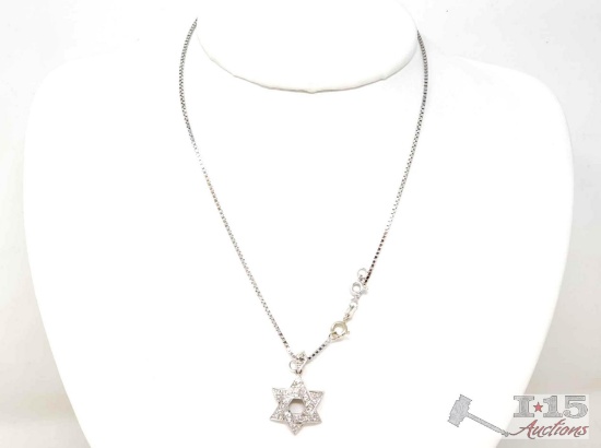18K Gold Diamond Necklace, 6.8g