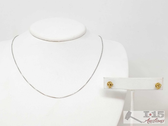 18K Gold Chain and Earrings, 4.7g