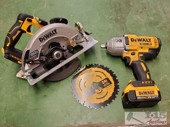 Dewalt Cordless Circular Saw, Saw Blade, And Brushless 3-Speed Impact