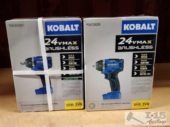 2 New In Box! Kobalt 24v Max Brushless 3/8-Inch Impact Wrenches