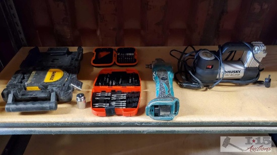 Dewalt Laser Plumb Bob, Drill Bits, Husky Inflator, And More