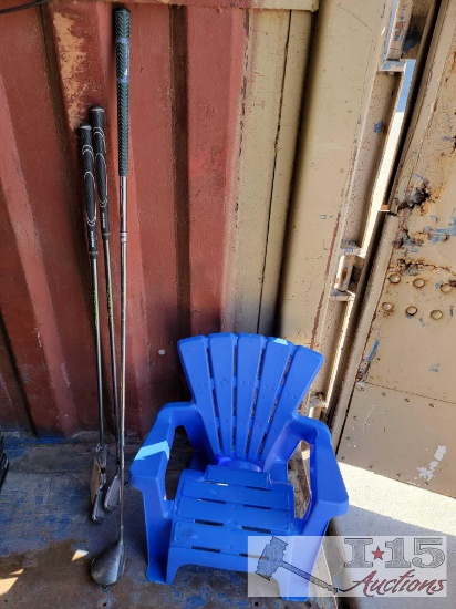 (3) Golf Clubs and Kid's Lawn Chair