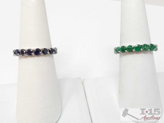 14K Gold Sapphire and Emerald Rings, 6.7g