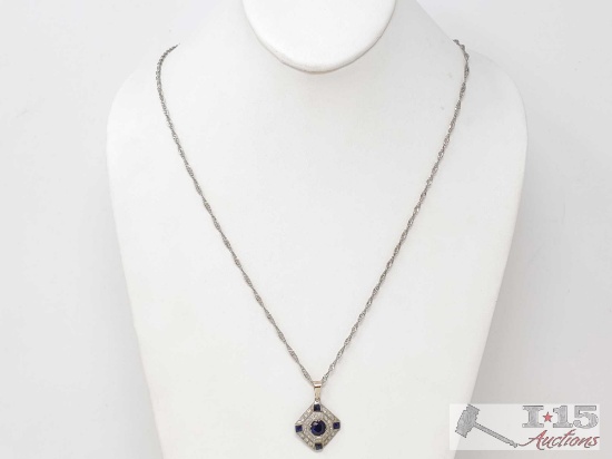 14K Gold Diamond and Sapphire Necklace, 9.1g