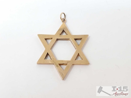 14k Yellow Gold Star of David Pendant, 10.7g