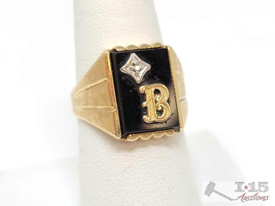 10K Gold Moissanite Ring, 5.1g