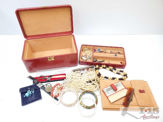 Jewelry Box with Costume Jewelry & More
