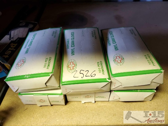 (6) Boxes of 100pcs Vinyl Exam Gloves