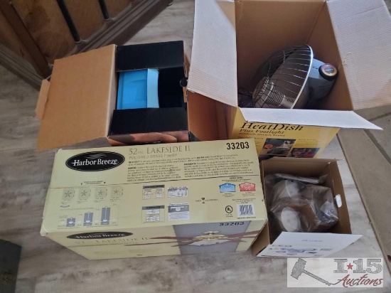 Heater, Foot Massager, Fan, and Outside Lights