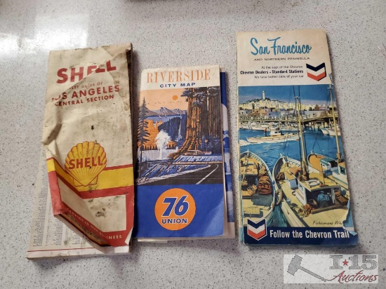 Vintage Chevron, 76 Union, and Shell Maps