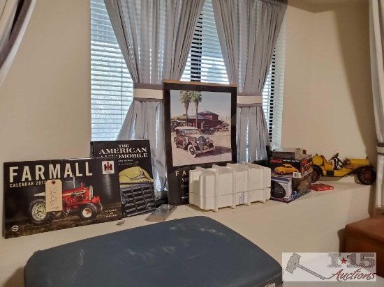 Posters, Cast Cars, Diecast Gas Pump, Car Book, and More
