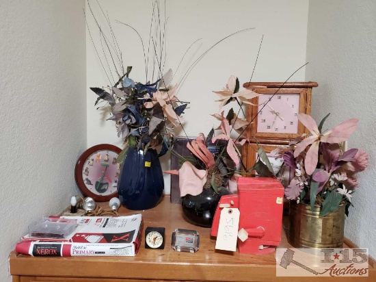 Clocks, Vases, Artificial Flowers and More