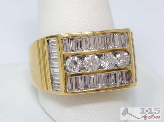 14k Gold Statement Ring With Diamond Accents, 15.7g