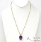 14k Gold Chain and Amethyst Pendant, 18g