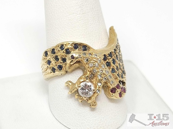 14k Gold Diamond Accent Eagle Ring, 11.3g