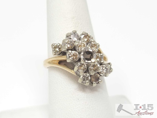 14k Gold Diamond Cluster Ring, 6.9g