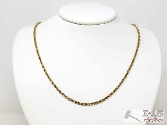 14k Gold Twisted Rope Chain, 3.4g