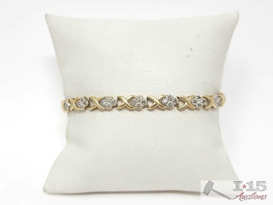 10k Gold Diamond Link Bracelet, 5.9g