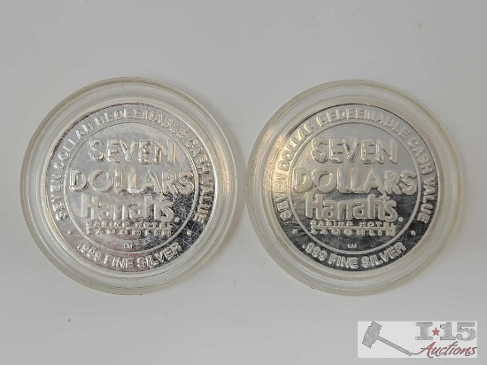 (2) .999 Fine Silver Harrah's Seven Dollar Coins