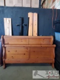 Queen Size Wooden Sleigh Headboed & Footboard With Frame