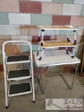 Folding Table , 2 TV Trays , 3 Tier Step Ladder