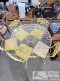 Metal & Glass Top Table With 5 Chairs