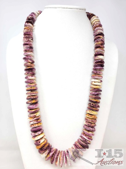 SUPERB LARGE VINTAGE PURPLE SPINEY OYSTER Necklace