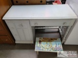 Desk and Painted Stool