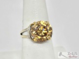 14k Gold Moissanite Ring with Diamond Accents, 3g